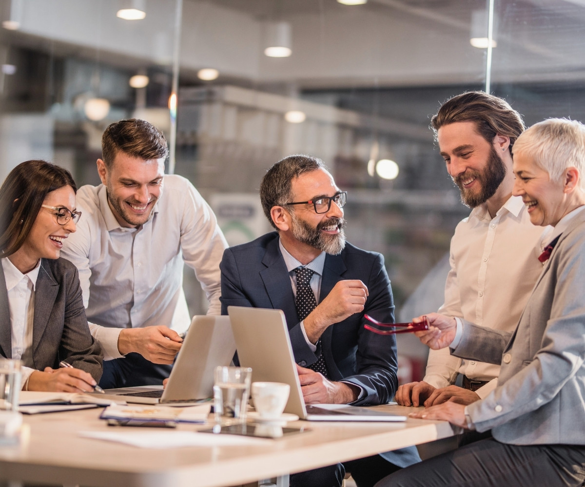Business team planning together
